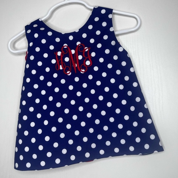 Smocking bug Adorable Kids Polka Dot Set in Blue and White - Picture 2 of 6
